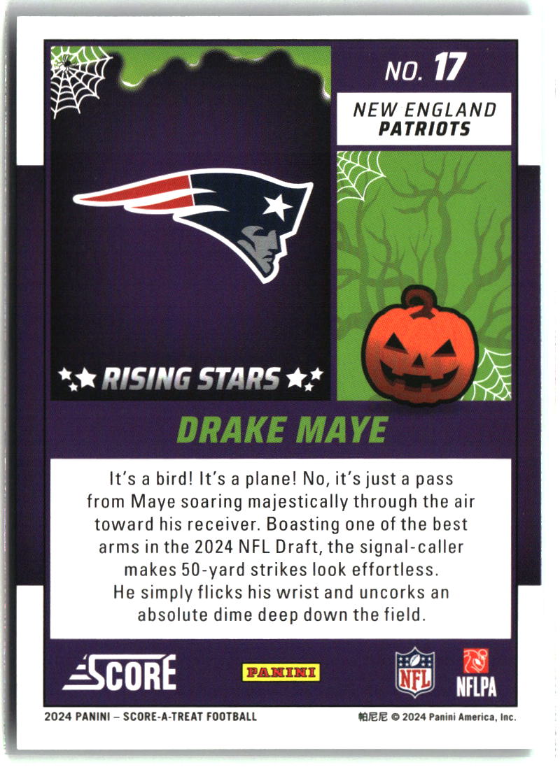 Drake Maye 2024 Score-A-Treat Rising Stars Green Bats #17
