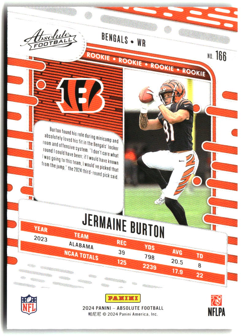Jermaine Burton 2024 Panini Absolute Blue #166