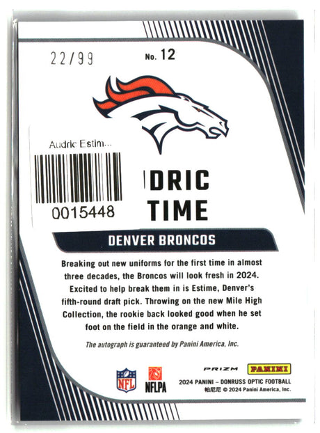Audric Estime 2024 Donruss Optic Rookie Primary Colors Autographs #12 #/99