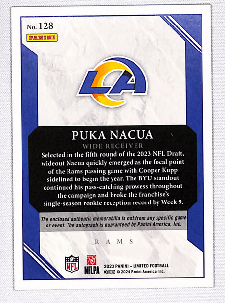 Puka Nacua 2023 Panini Limited Emerald Spotlight #128 #/10