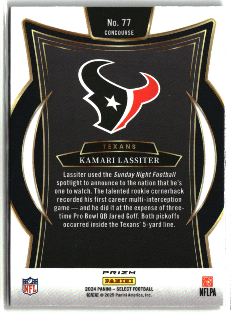 Kamari Lassiter 2024 Panini Select Black & Orange Prizm Shock #77