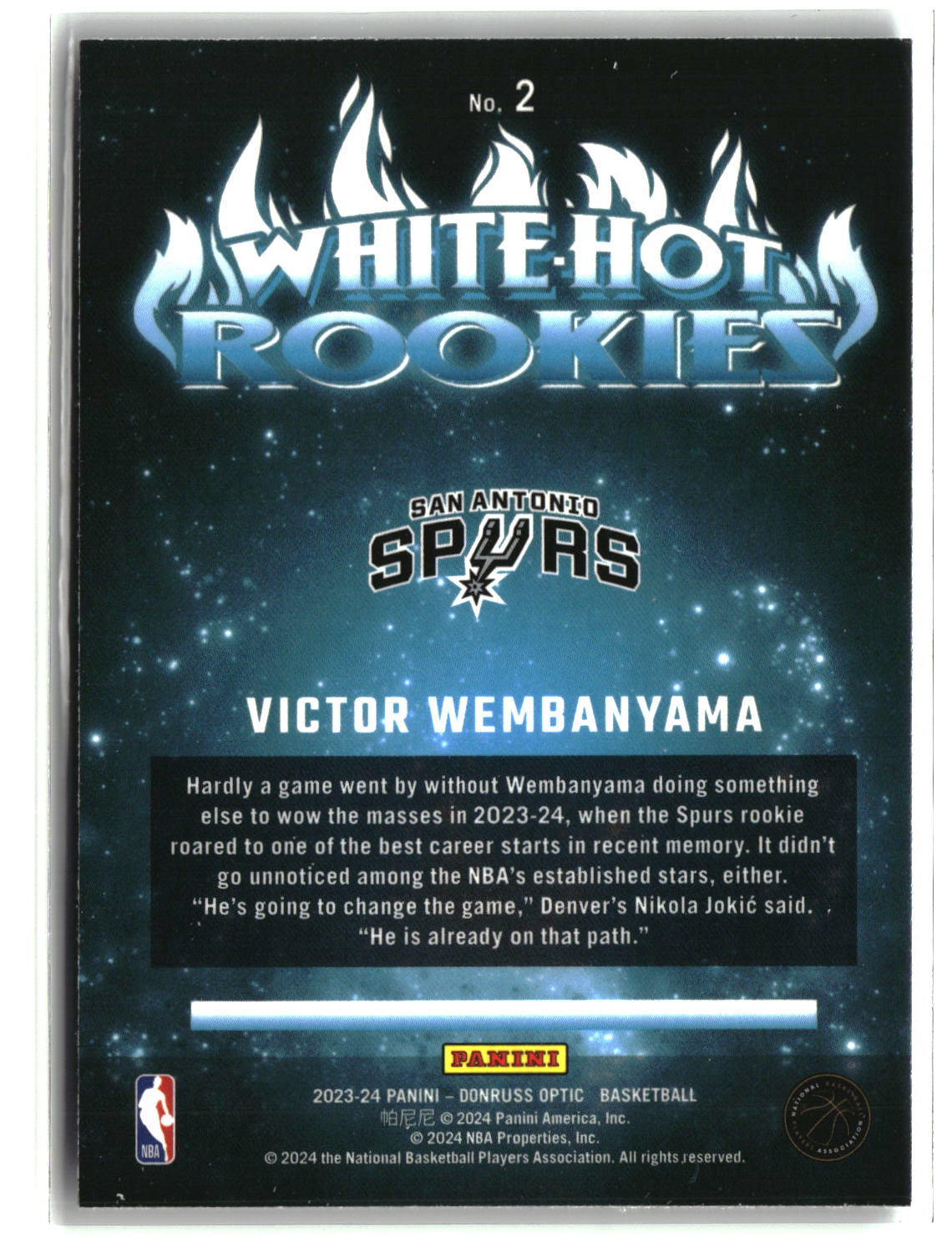 Victor Wembanyama 2023-24 Donruss Optic White Hot Rookies #2