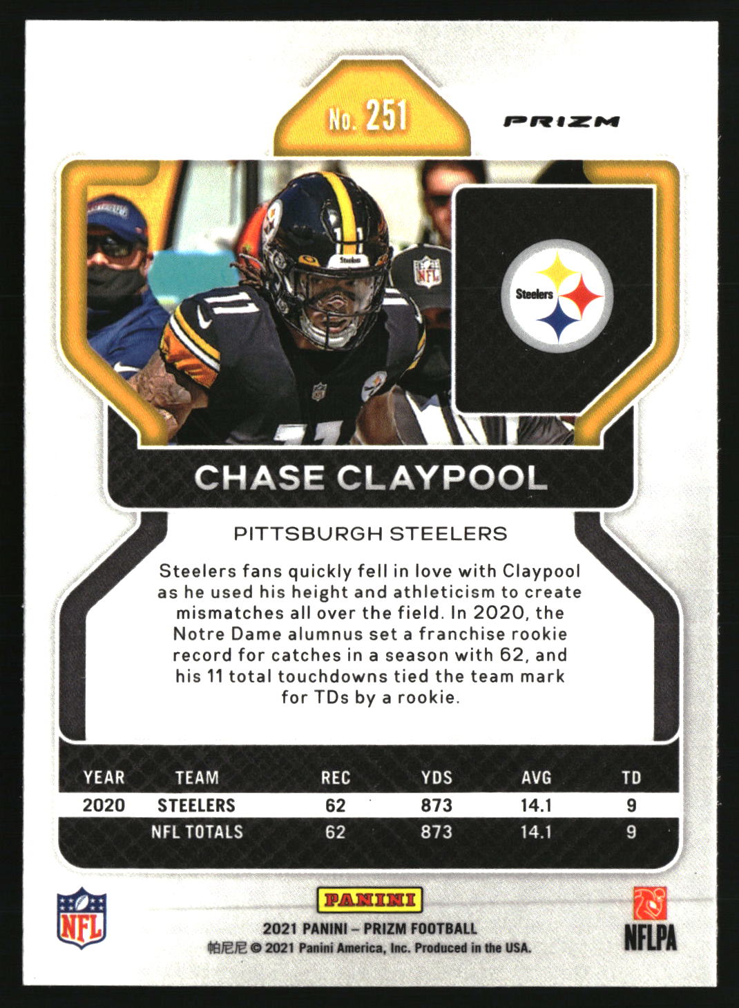 Chase Claypool 2021 Panini Prizm Silver #251