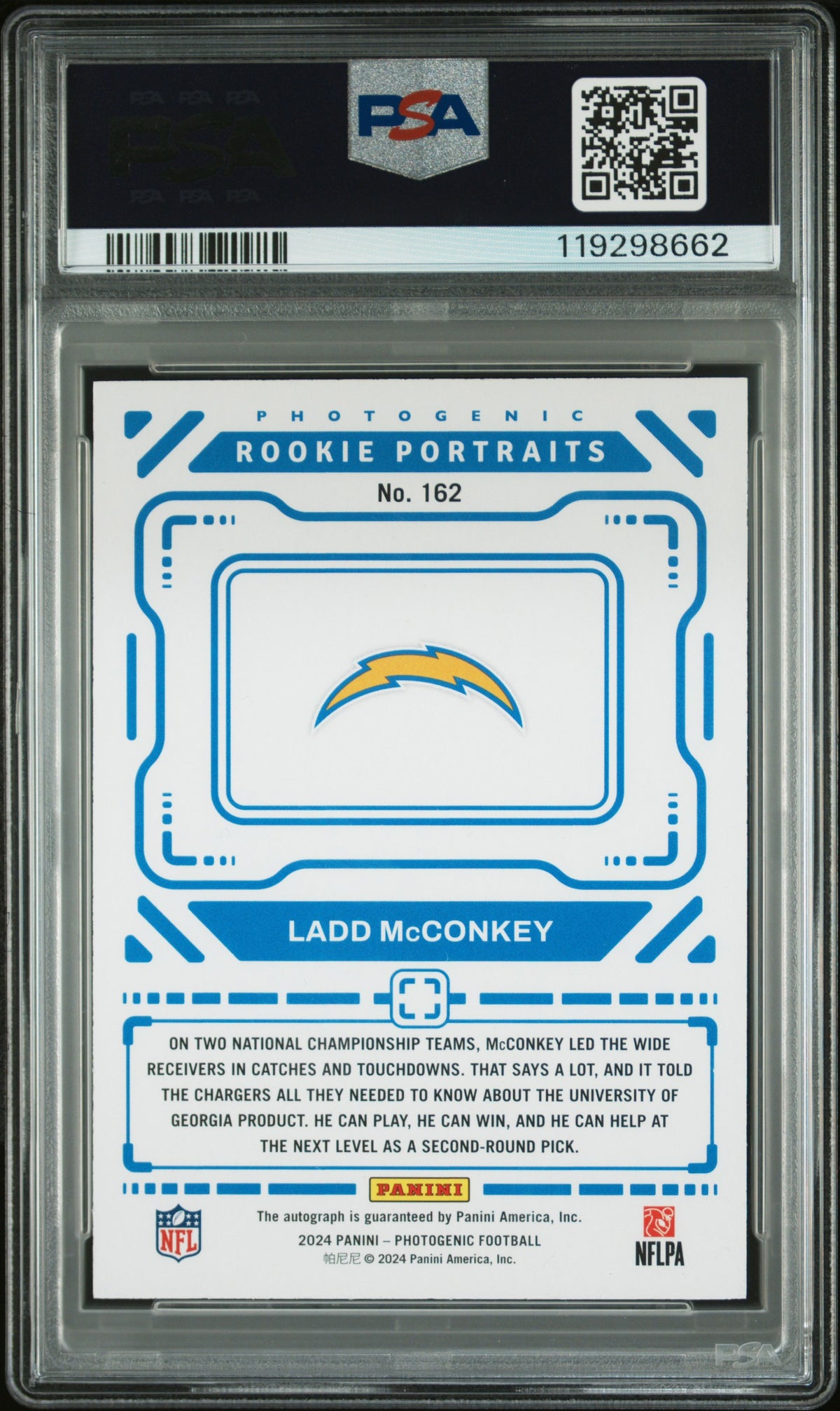 Ladd Mcconkey 2024 Panini Photogenic Autograph Silver #162 10/49 PSA 8
