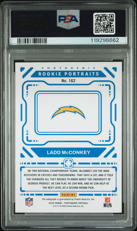 Ladd Mcconkey 2024 Panini Photogenic Autograph Silver #162 10/49 PSA 8