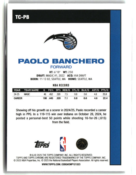 Paolo Banchero 2025-26 Topps 1980-81 Topps Chrome Basketball #TC-PB