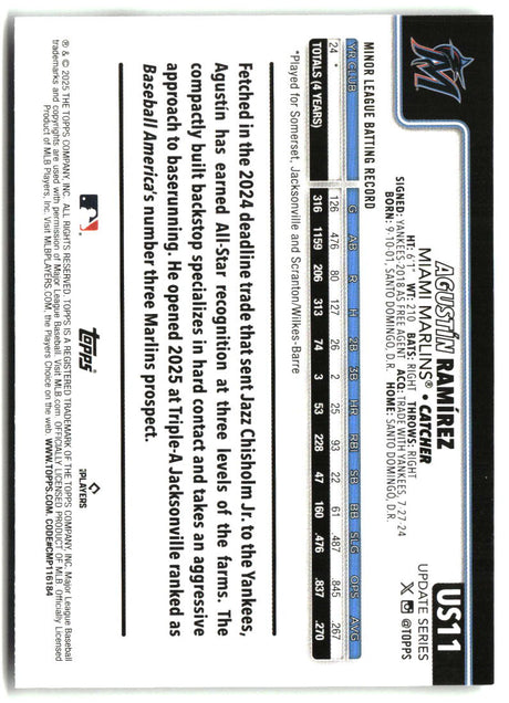 Agustin Ramirez 2025 Topps Update #US11
