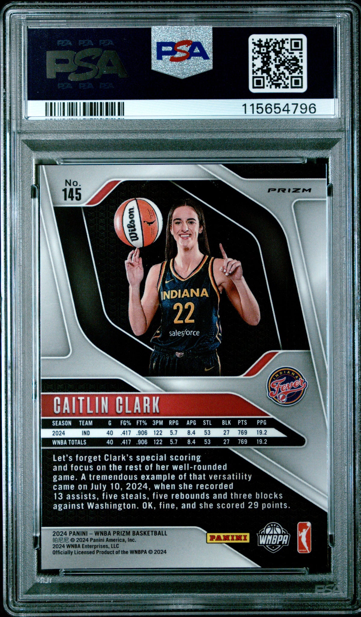 Caitlin Clark 2024 Panini Prizm Wnba Orange Ice #145 PSA 9