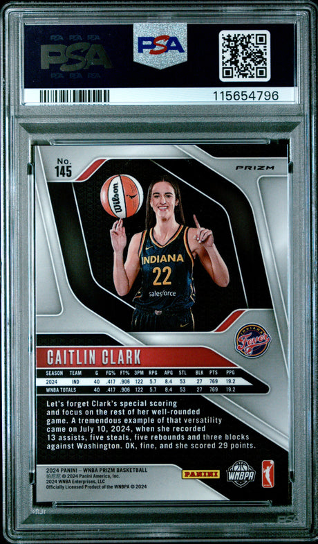 Caitlin Clark 2024 Panini Prizm Wnba Orange Ice #145 PSA 9