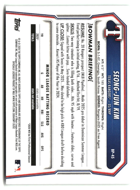 Seong-Jun Kim 2026 Bowman Prospects #BP-45