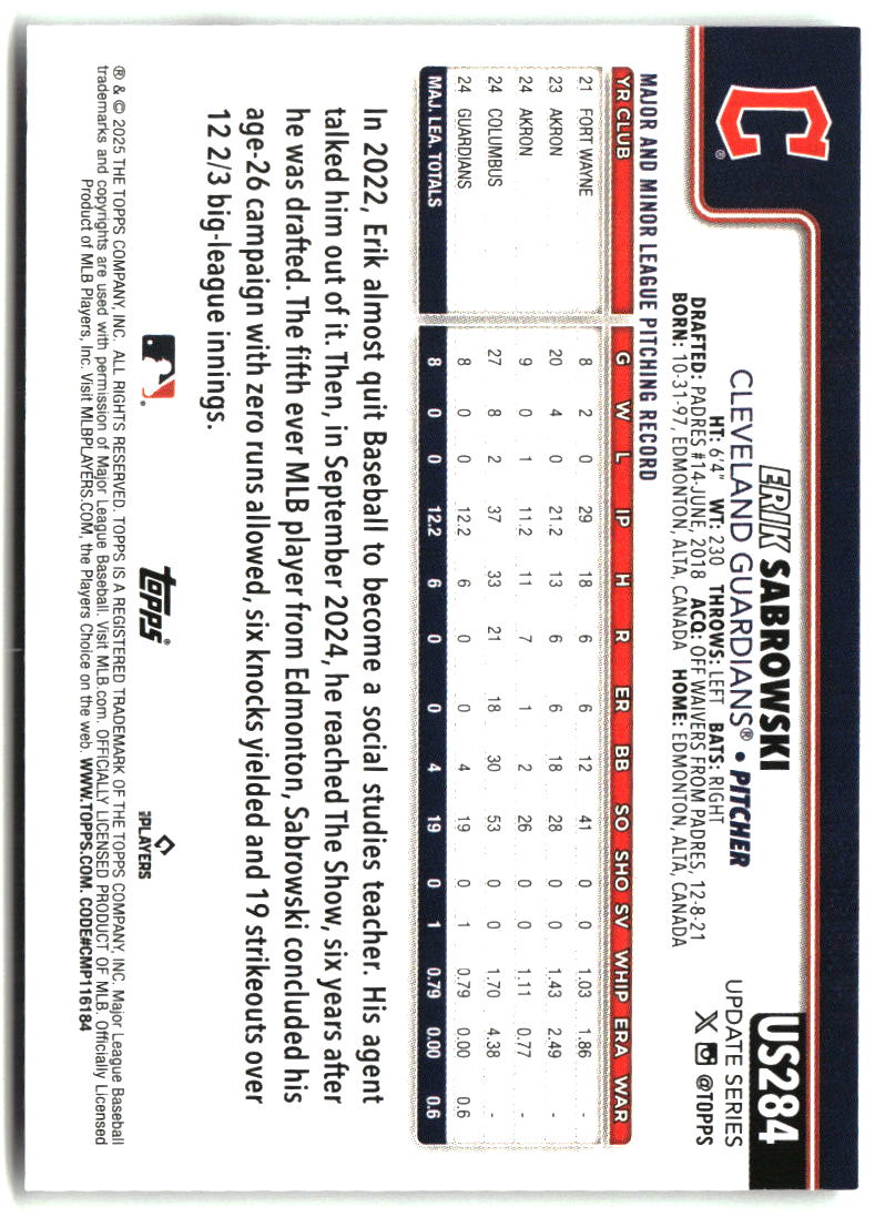 Erik Sabrowski 2025 Topps Update #US284