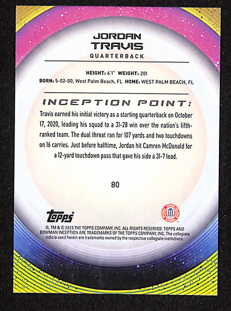 Jordan Travis 2022-23 Bowman University Inception #80