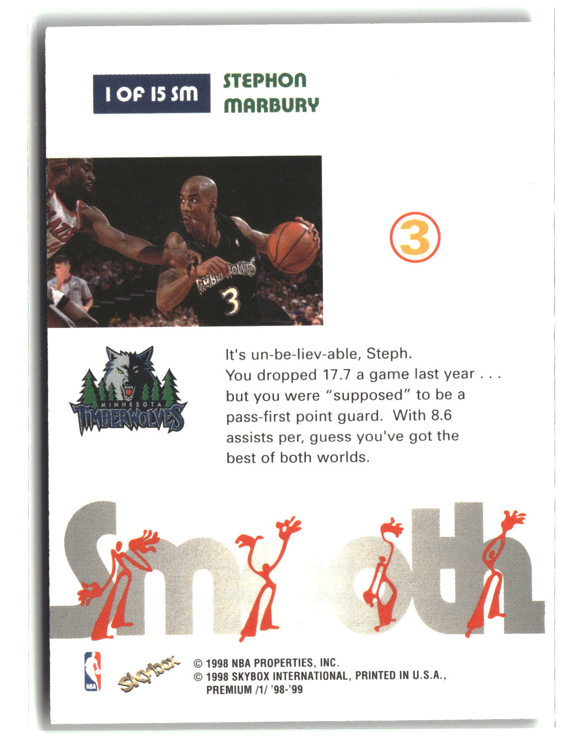 Stephon Marbury 1998-99 SkyBox Premium Smooth #1 SM