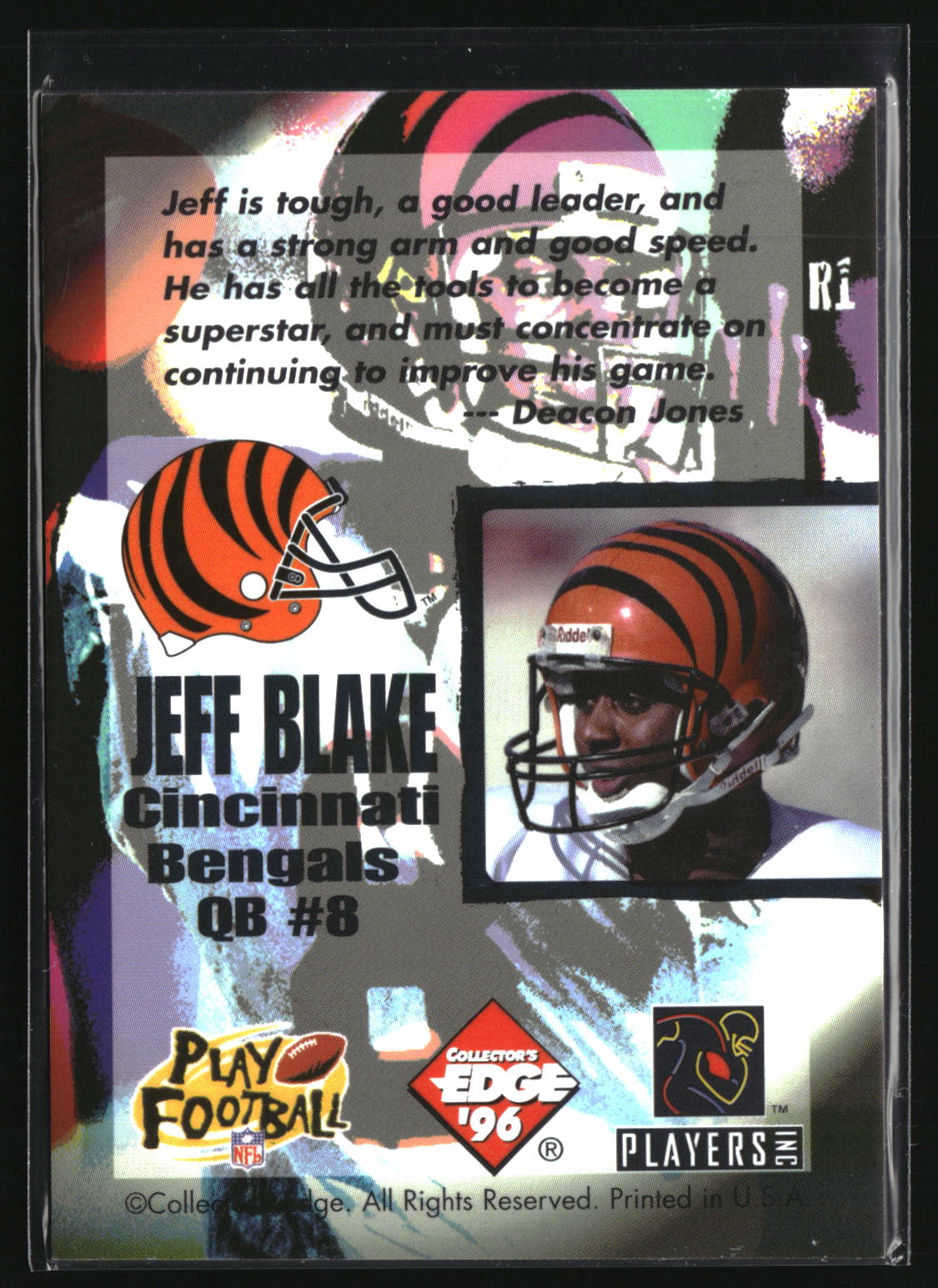 Jeff Blake 1996 Collector's Edge Ripped #R1