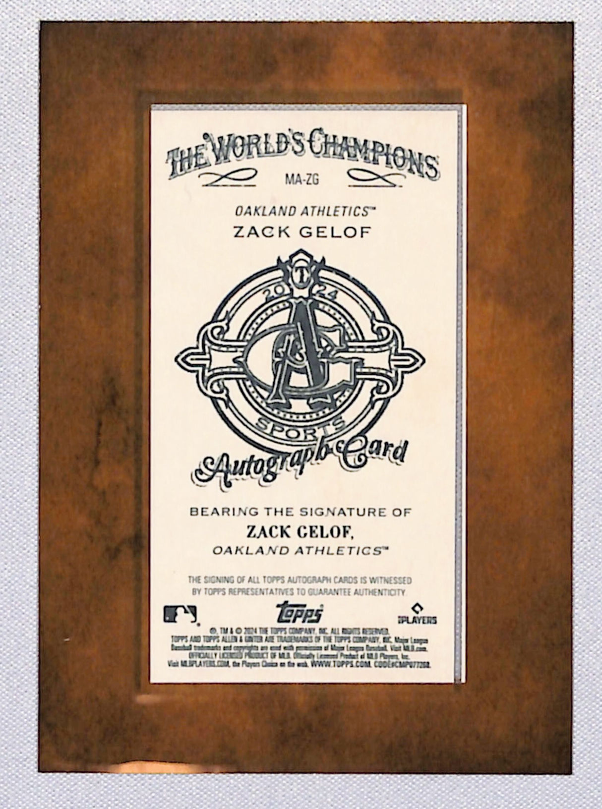 Zack Gelof 2024 Topps Allen & Ginter Framed Mini Baseball Autographs #MA-ZG