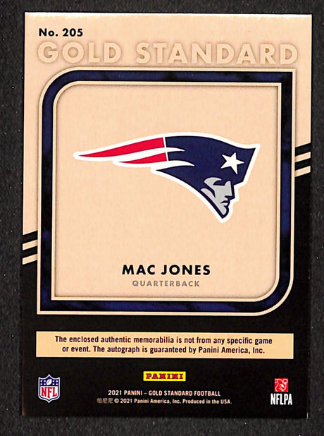 Mac Jones 2021 Panini Gold Standard Rookie Jersey Autographs Prime #205 #/49