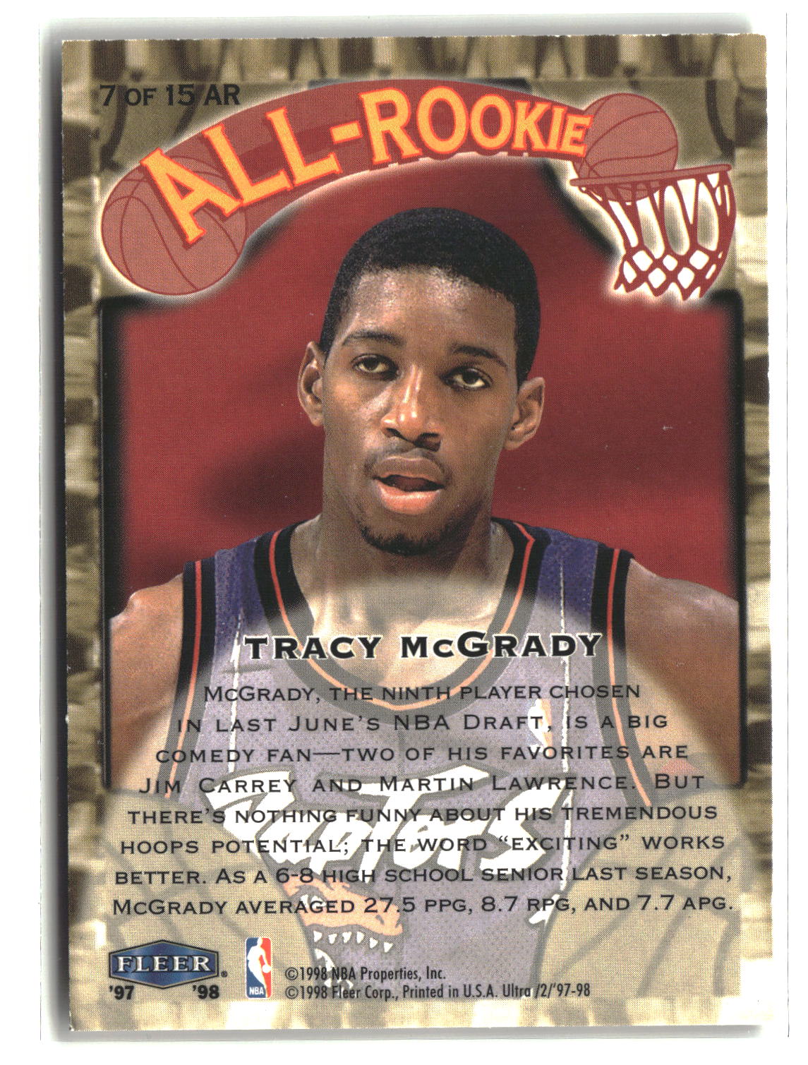 Tracy McGrady 1997-98 Ultra All-Rookie #7 AR