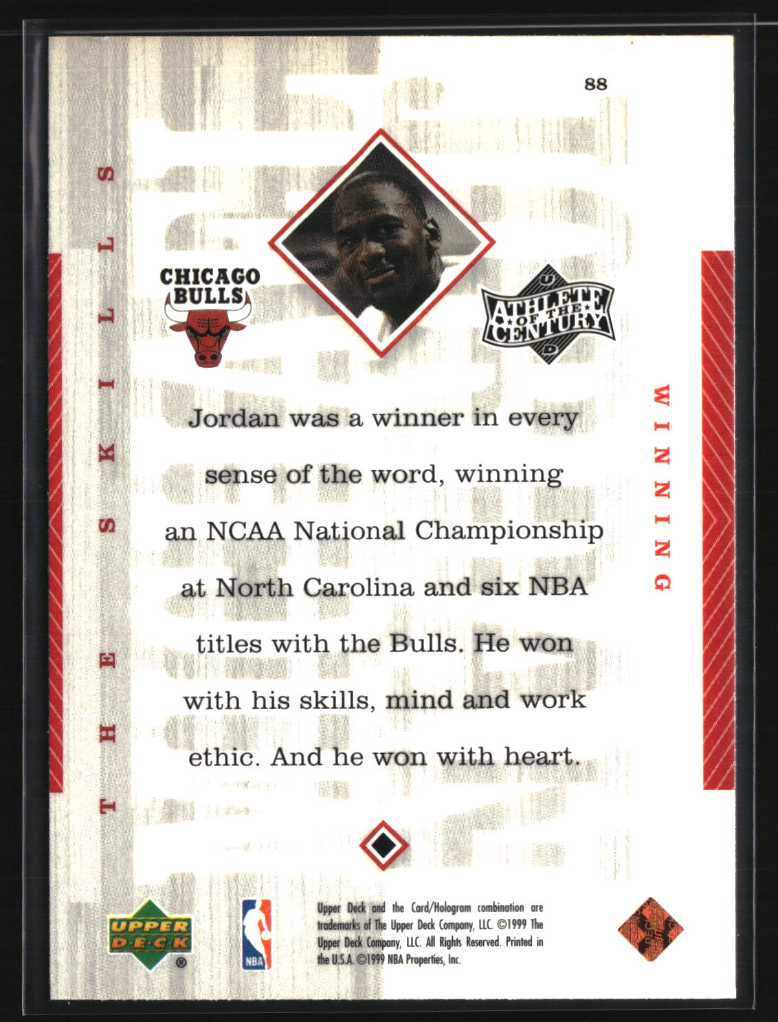 Michael Jordan 1999 Upper Deck Michael Jordan Athlete of the Century #88