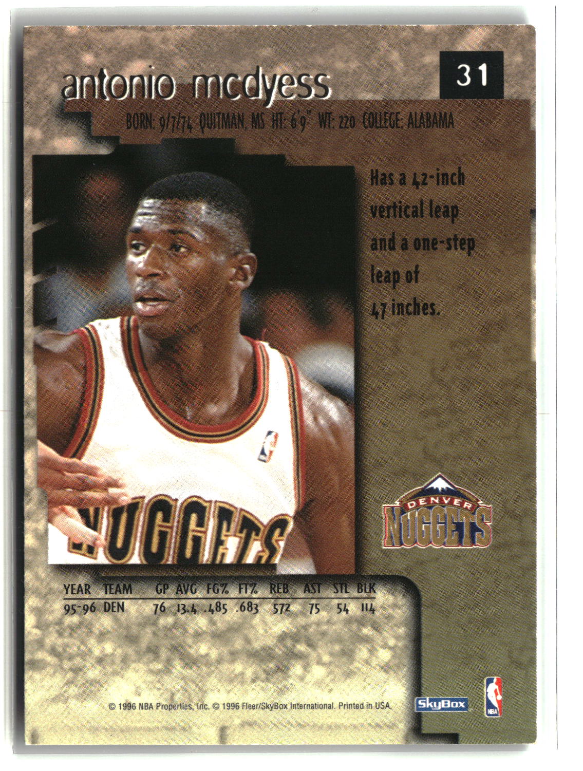 Antonio McDyess 1996-97 SkyBox Premium #31