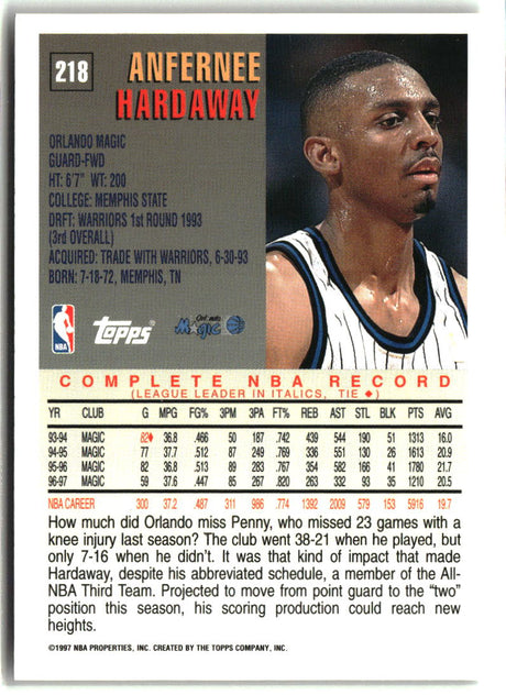 Anfernee Hardaway 1997-98 Topps #218