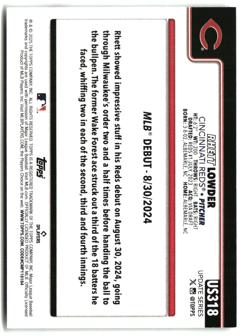 Rhett Lowder 2025 Topps Update #US318