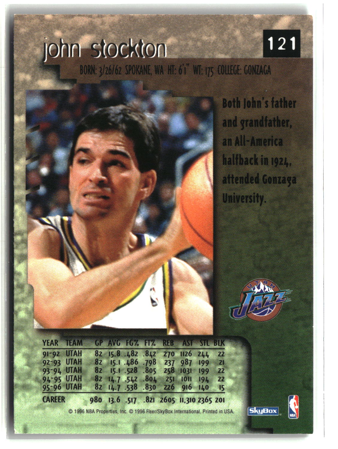 John Stockton 1996-97 SkyBox Premium #121