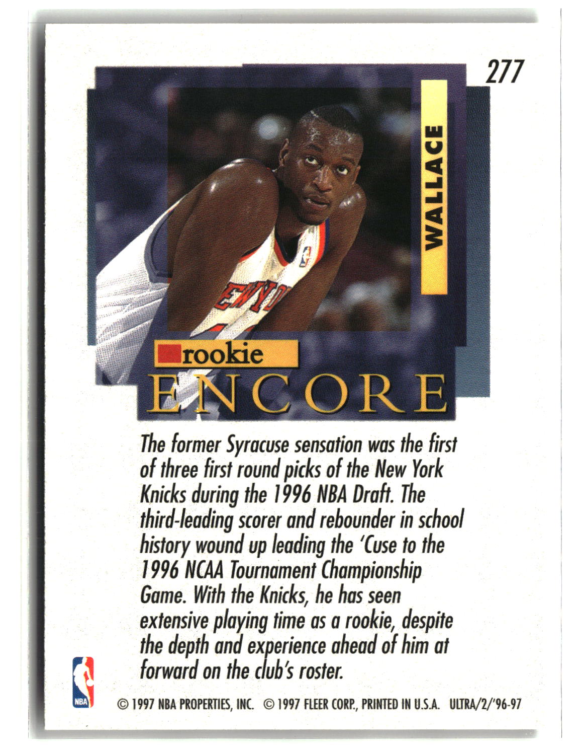 John Wallace 1996-97 Ultra #277