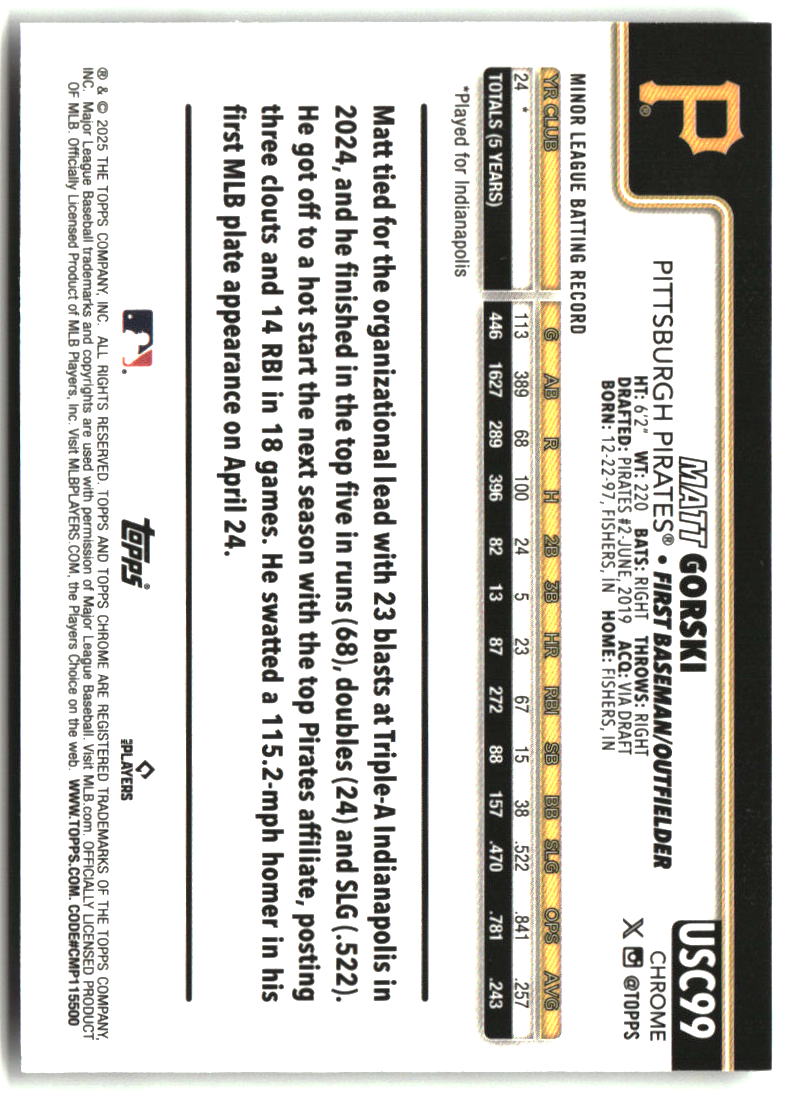 Matt Gorski 2025 Topps Chrome Update #USC99