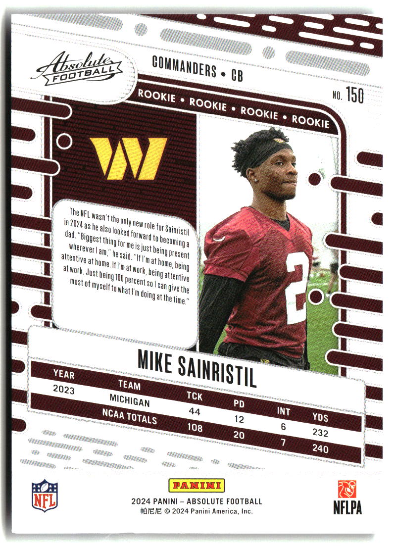 Mike Sainristil 2024 Panini Absolute Blue #150
