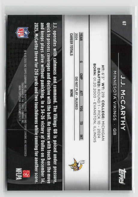 J.J. McCarthy 2025 Topps Chrome Black #67
