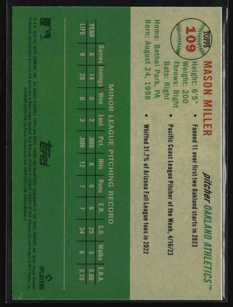 Mason Miller 2023 Topps Chrome Platinum Anniversary #109