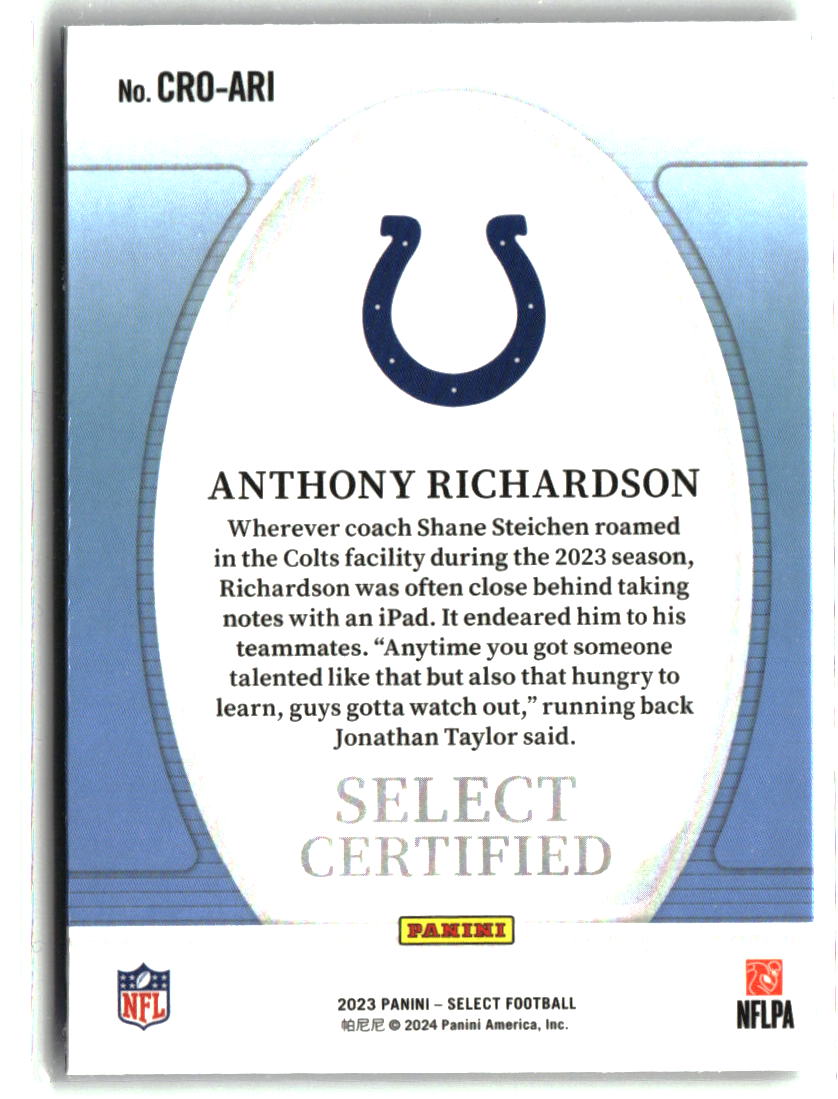 Anthony Richardson 2023 Panini Select Select Certified Rookies #CRO-ARI