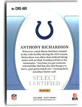 Anthony Richardson 2023 Panini Select Select Certified Rookies #CRO-ARI