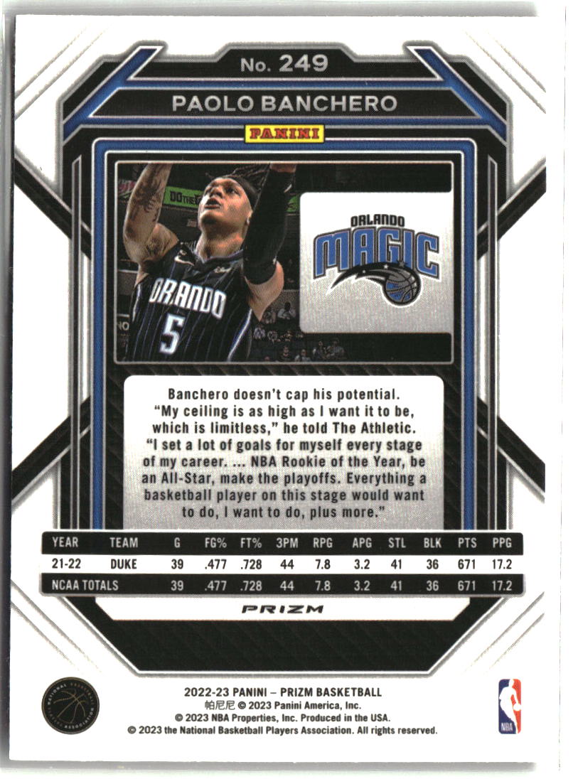 Paolo Banchero 2022-23 Panini Prizm Prizms Red Ice #249