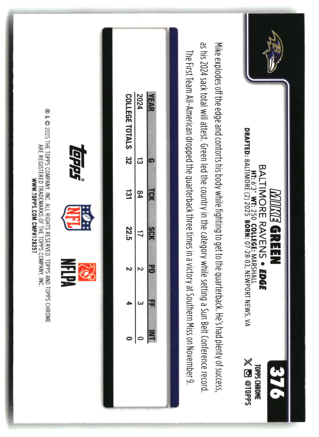 Mike Green 2025 Topps Chrome #376