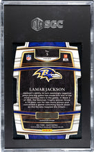 Load image into Gallery viewer, Lamar Jackson 2021 Panini Select Silver Die Cut Prizm #5 SGC 10
