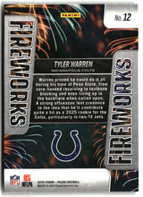 Tyler Warren 2025 Panini Prizm Fireworks #12