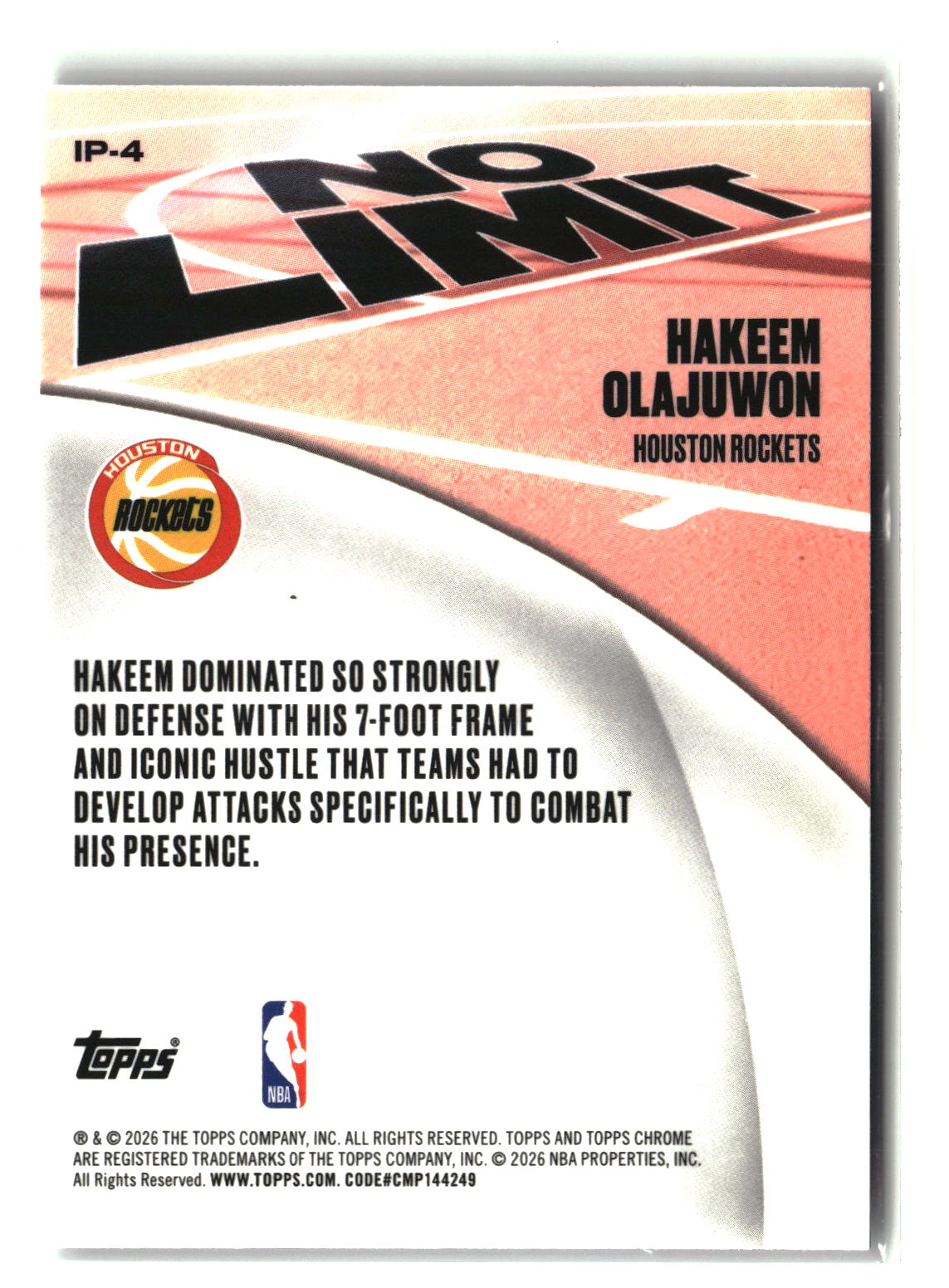 Hakeem Olajuwon 2025-26 Topps Chrome Update No Limit #IP-4