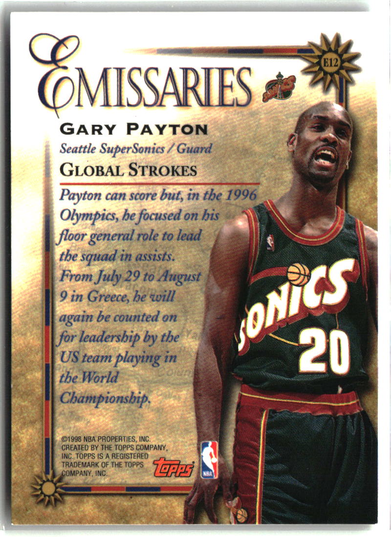 Gary Payton 1998-99 Topps Emissaries #E12