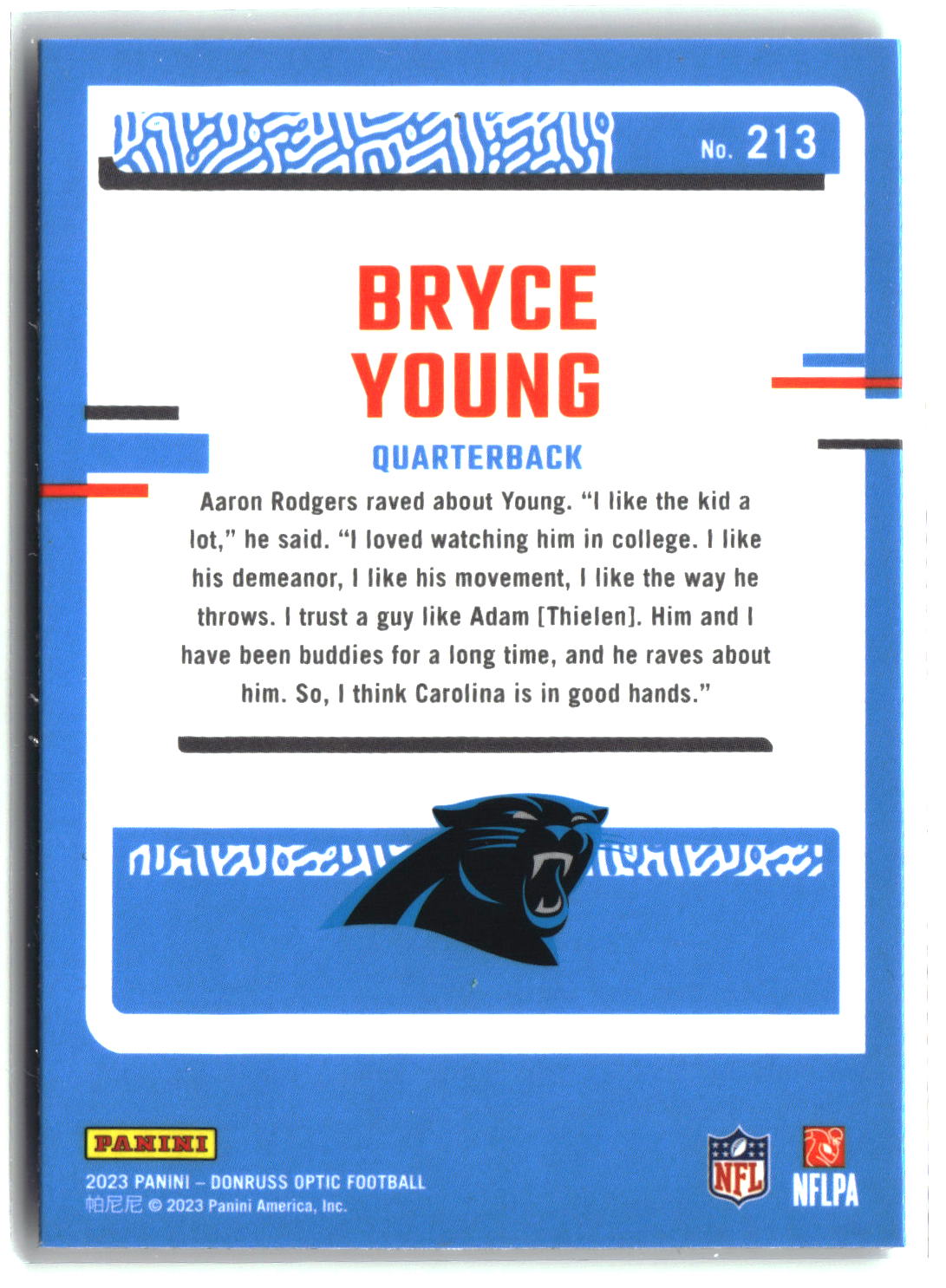 Bryce Young 2023 Donruss Optic #213