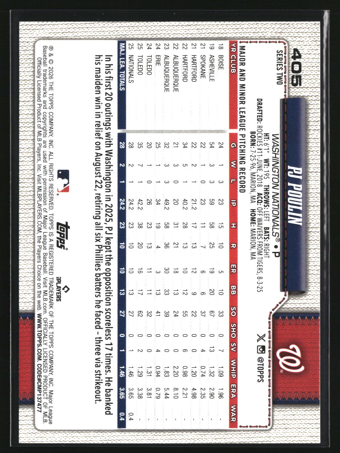 PJ Poulin 2026 Topps #405