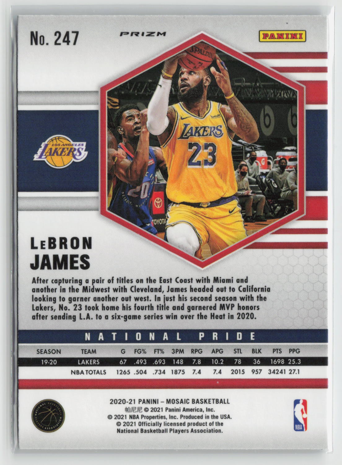 LeBron James 2020-21 Panini Mosaic Mosaic Reactive Blue #247