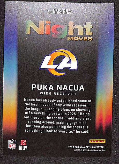 Puka Nacua 2025 Panini Certified Night Moves #NMS-PNA
