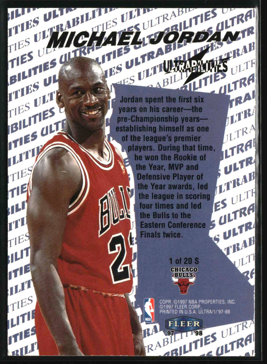 Michael Jordan 1997-98 Ultra Ultrabilities Starter #1 S