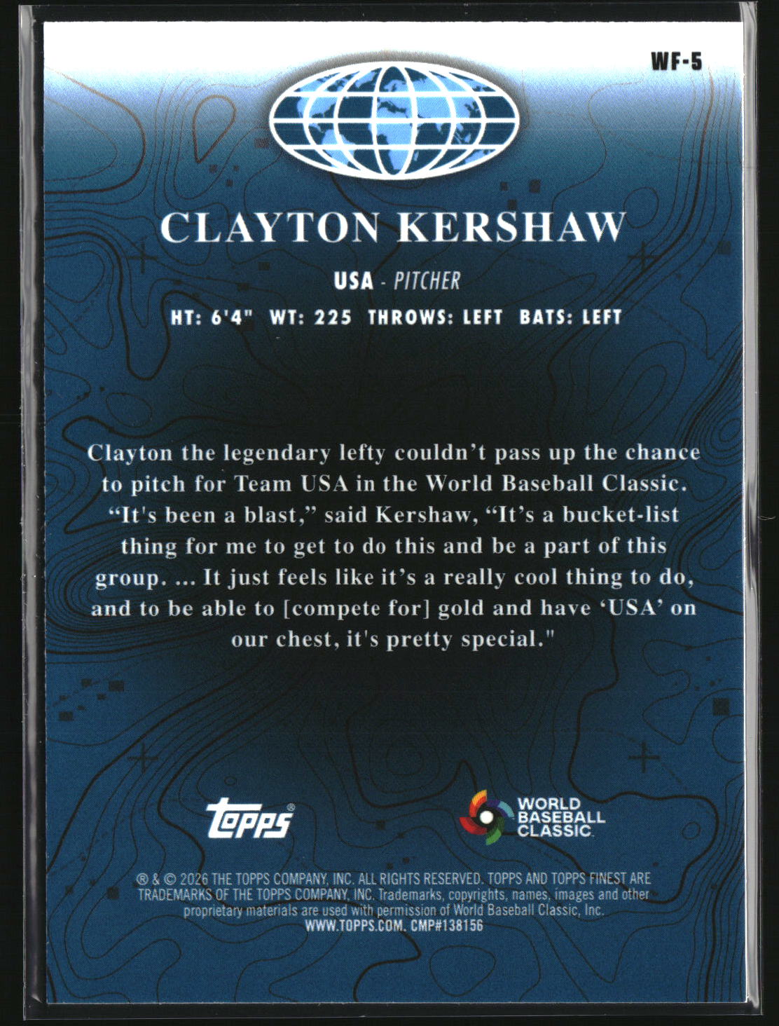Clayton Kershaw 2026 Finest World's Finest #WF-5