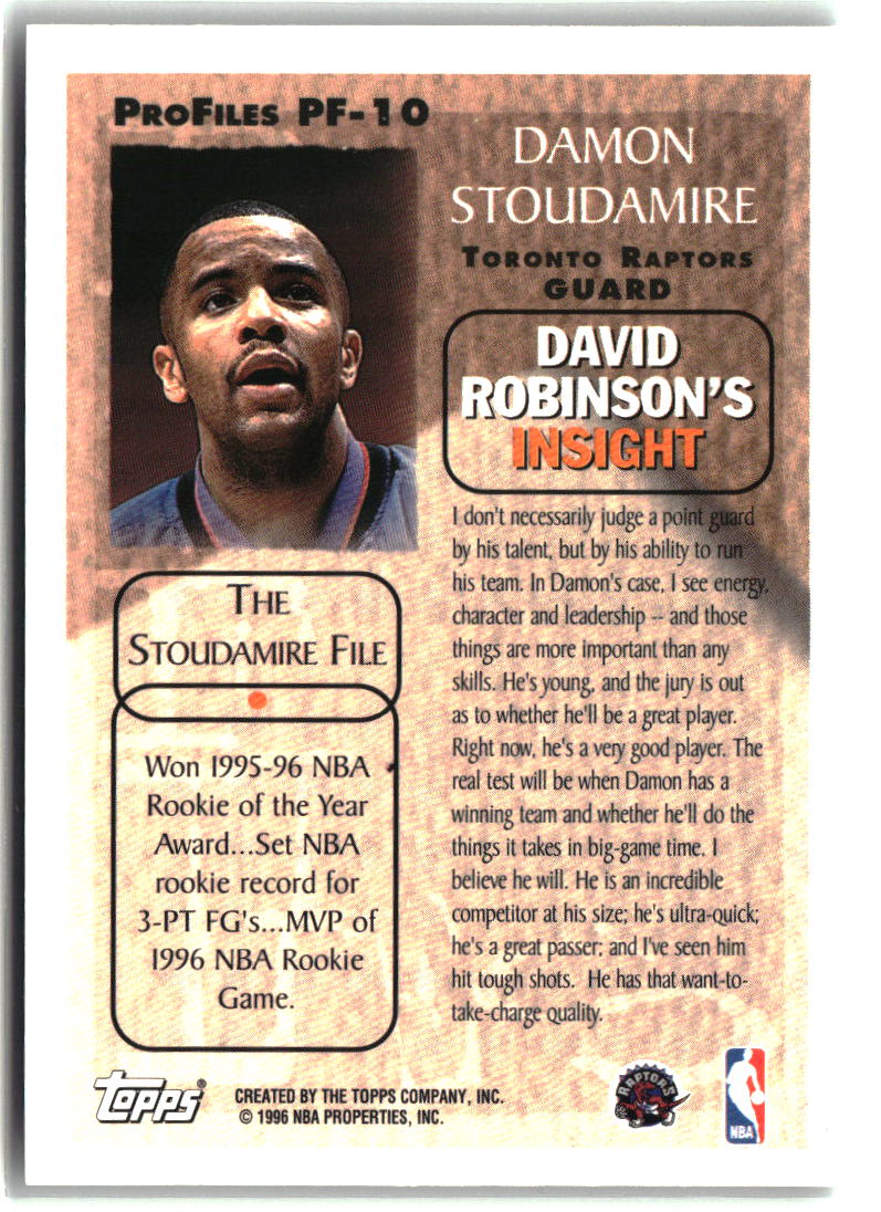 Damon Stoudamire 1996-97 Topps ProFiles #PF-10