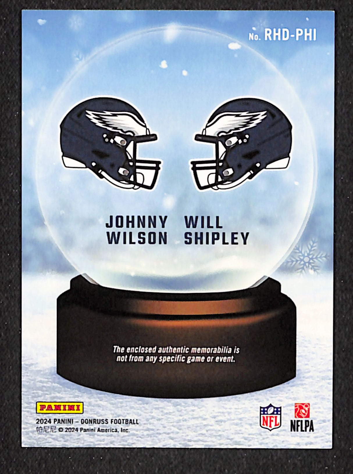 Johnny Wilson / Will Shipley 2024 Donruss Rookie Holiday Sweater Duals #RHD-PHI