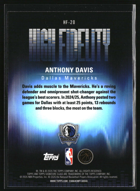 Anthony Davis 2025-26 Topps Signature Class High Fidelity #HF-20