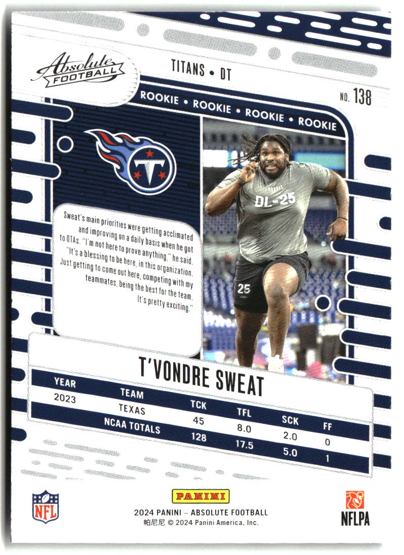 T'Vondre Sweat 2024 Panini Absolute Retail #138