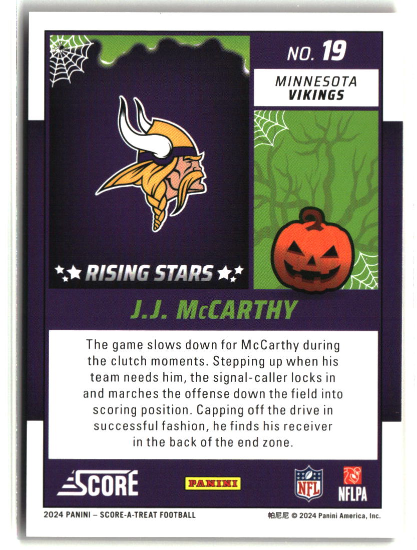 J.J. McCarthy 2024 Score-A-Treat Rising Stars Orange Pumpkin #19